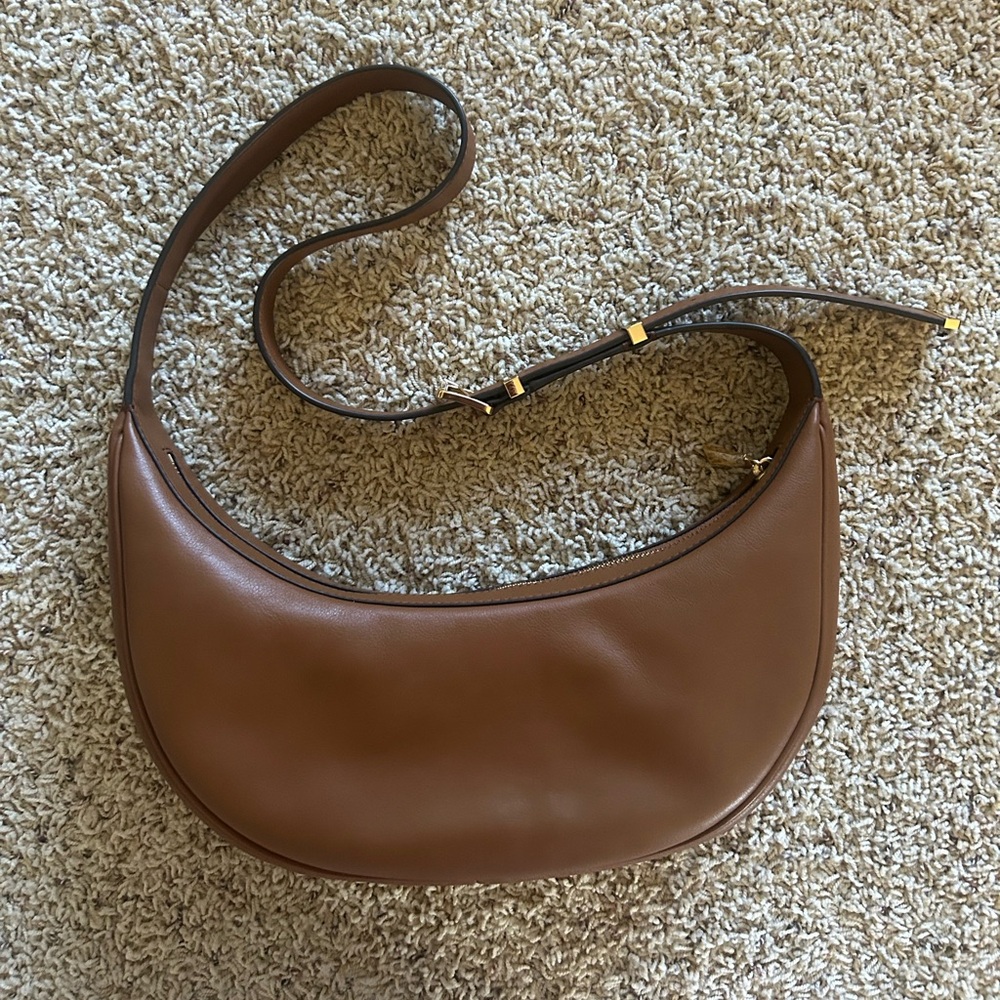 Michael Kors Half-Moon Crescent Crossbody Bag – Brown Leather
